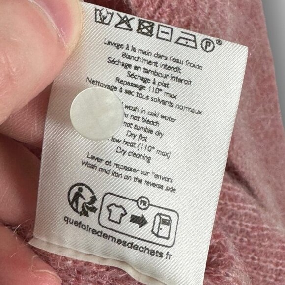 Sezane Gaspard Reversible Sweater Size Small Rosewood Pink Cardigan Knit Mohair - Picture 9 of 13